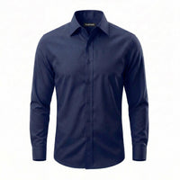 Northfords non-iron shirt rolled in hand showing wrinkle recovery