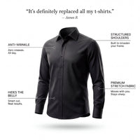 Northfords non-iron shirt side profile showing slim fit