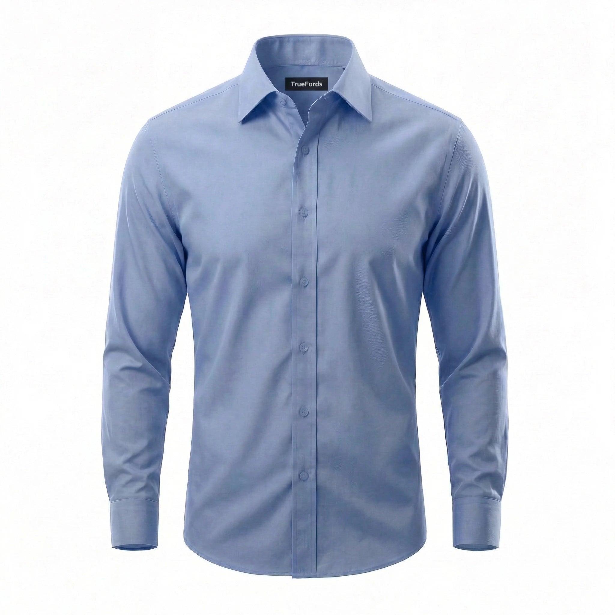 Northfords wrinkle-free dress shirt front view on model